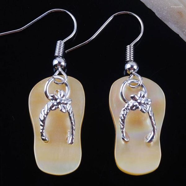 Pendientes colgantes YOWOST, cuentas de zapatos de concha de abulón de Zelanda Natural para mujer, joyería de regalo, 1 par IBR306