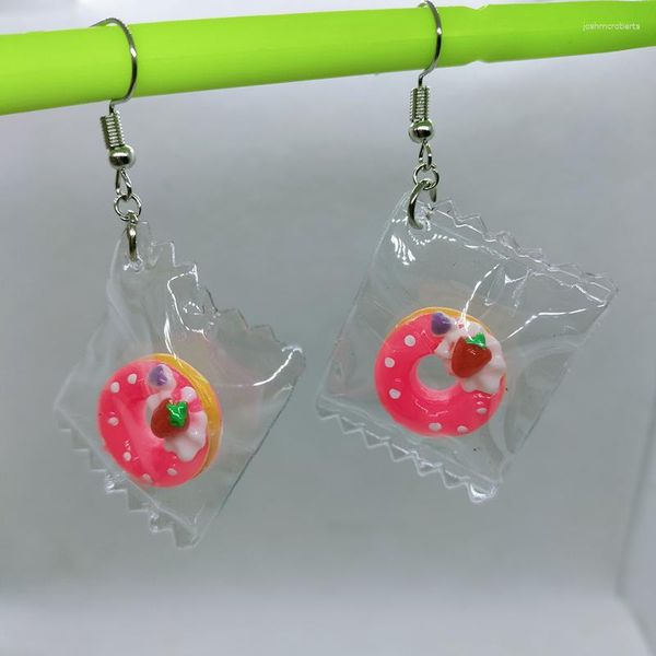 Boucles d'oreilles pendantes Yungqi mignon fraise beignets goutte pour femmes filles Unique doux fruits nourriture boucle d'oreille fête drôle géométrique bijoux cadeau