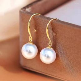 Pendientes colgantes YUNLI Real 18K oro Natural AKOYA perla de agua de mar gota pura AU750 ganchos para pendientes joyería fina regalo de boda para mujeres E103