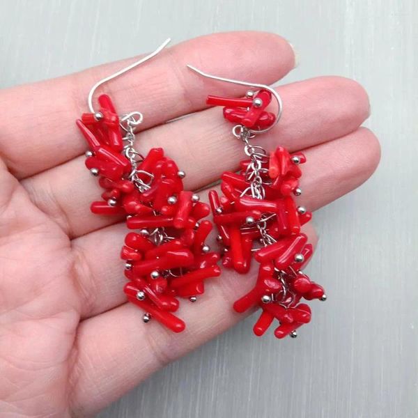 Boucles d'oreilles en peluche yygem 11 mm corail rouge 925 sivler hook fête des femmes bijoux