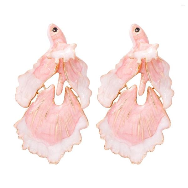 Pendientes colgantes ZAA Vintage aleación de Metal esmalte Tropical en forma de pez para mujeres joyería de declaración accesorios de fiesta de vacaciones