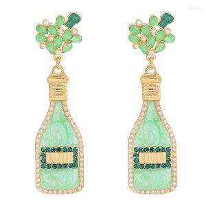 Boucles d'oreilles pendantes ZHINI vente en gros belle pour les femmes strass bouteille de vin goutte mariage mode bijoux 2023 Brincos