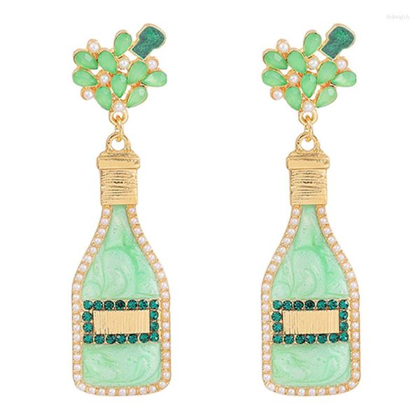 Pendientes colgantes ZHINI, venta al por mayor, encantadores para mujeres, diamantes de imitación, gota de botella de vino, joyería de moda para boda, 2023 Brincos