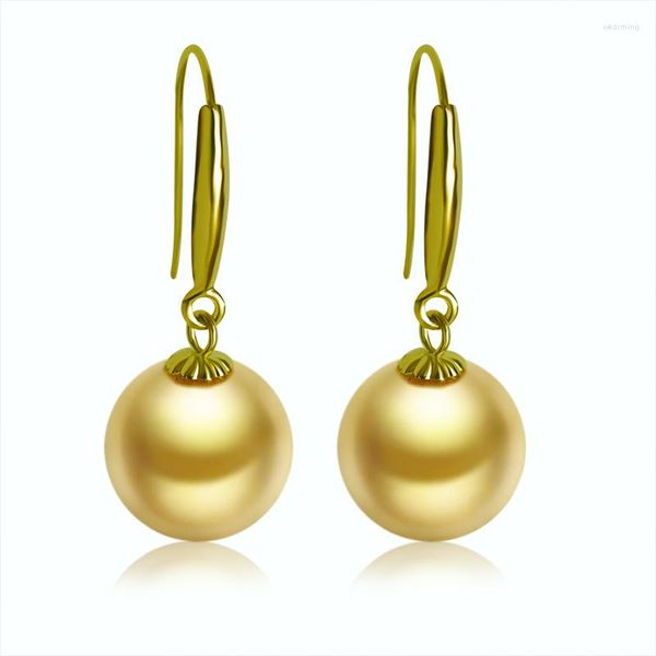 Boucles d'oreilles pendantes ZHIXI or 18 carats Akoya bijoux en perles fines rondes eau de mer naturelle pour femmes 7-8mm cadeau de mariage classique E386