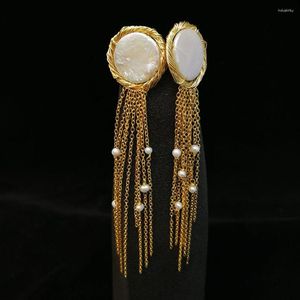 Boucles d'oreilles pendantes ZHIXI véritable perle baroque d'eau douce naturelle remplie d'or à la main Vintage gland pour les femmes bijoux fins E526