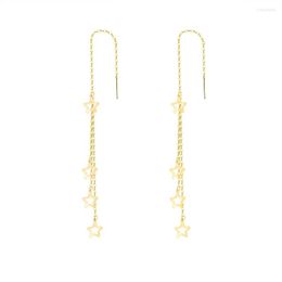 Dange oorbellen Zhixi Real 18K Gold Drop Fine Sieraden Pure Au750 Vijfpuntige ster Luxe voor vrouwen Huwelijksgeschenken E570