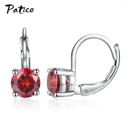 Boucles d'oreilles pendantes Zircon 925 en argent Sterling boucle d'oreille Cool quatre griffes Punk Brincos Femme blanc rose couleur mode bijoux de fête de mariage