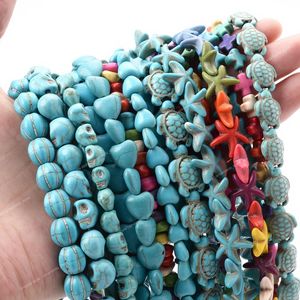 Natuursteen kralen hartster schedel turquoises losse spacer kralen voor sieraden maken doe -het -zelf -handgemaakte ambachtelijke armbandaccessoires mode juwelen met hartstenen