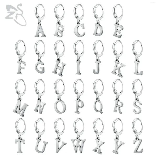 Pendientes colgantes ZS 2 unids/lote 316L de acero inoxidable gota mayúscula pendiente de A-Z para mujer uso diario Boucle D'oreille Femme 2024 regalo