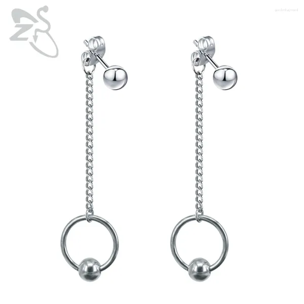 Boucles d'oreilles en peluche Zs Kpop Drop pour garçons Cercle Pendentif Corée Long Brûle d'oreille Chaîne Punk Ear Piercing Bar Bar bijoux