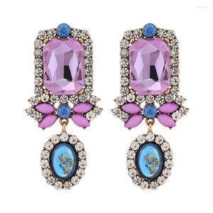 Dange oorbellen Ztech Big Rhinestone Purple/Green/Pink Color Statement For Women Female Wedding Party Sieraden Geschenken Accessoires