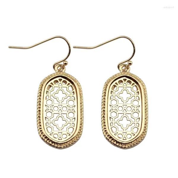 Boucles d'oreilles pendantes ZWPON Mini alliage géométrique ovale déclaration découpes en filigrane pour femmes bijoux féminins en gros