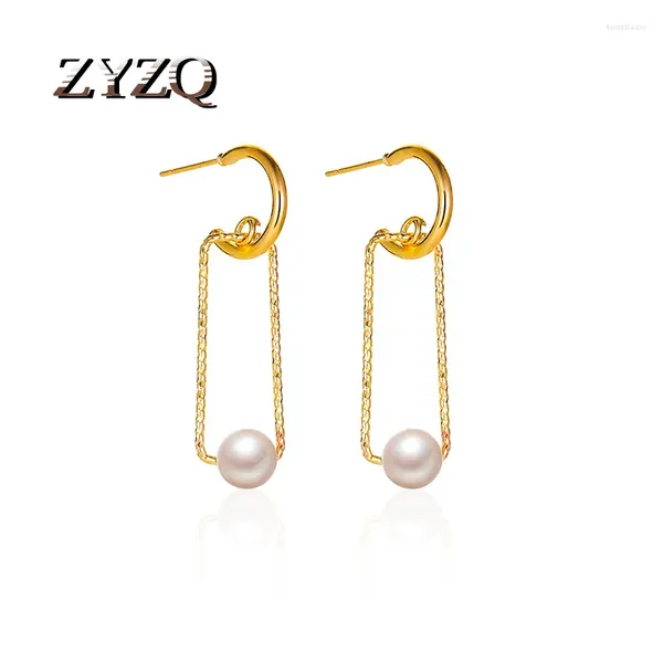 Pendientes colgantes zyzq papel de papel de moda arete para mujeres joyas de metal imitación perla perla hermosa fiesta de bodas brincos regalo de niña