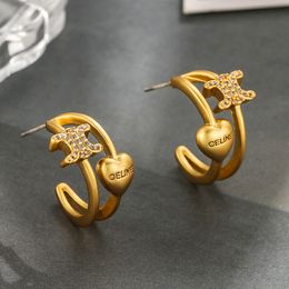 Penser les boucles d'oreilles de lettres pour femmes miroir en métal plaqué or sier ohrringe rétro grand goulots de choux de créateurs bijoux cadeau
