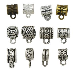 Bengelen hanger kralen links buis borgtocht connectoren tibetaanse zilveren legering fit Europese charmes armband hangers 100 stks