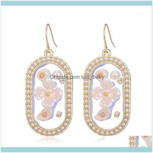 Dangle Jewelrydangle Lustre À La Mode Floral Perle Gland Boucles D'oreilles Élégante Femme Grand Brincos Doux Zircon Insérer Long Cintre Original Nous