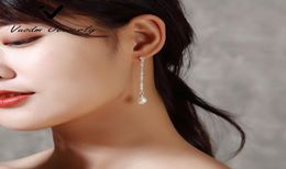 Boucle d'oreille en perles pendantes, boucles d'oreilles à crochet en argent Sterling 925, lustre à chaîne brillante pour femmes 3076695