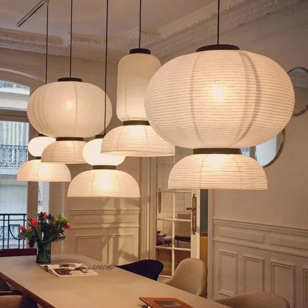 Luces colgantes de papel de arroz de diseño danés, lámpara colgante moderna, luces de comedor, decoración artística de sala de estar, luminaria de suspensión