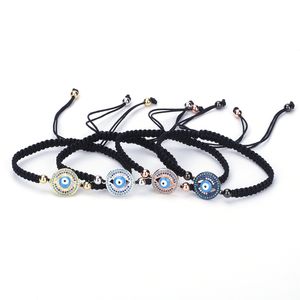 DANKAISHI créateur de mode turc mauvais pavé CZ Blue Eye chaîne en or Bracelet tissé à la main pour les femmes