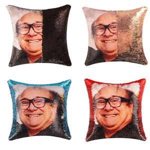 Danny Devito Funny Sequin Throw Pillow Case Cover Magic Reversible Mermaid Bling Funda de almohada Fundas decorativas para cojines Almohada decorativa 16x16 pulgadas HH21-834