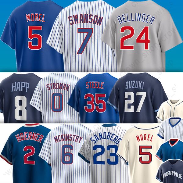 Maillot de baseball Dansby Swanson Christopher Morel Cody Bellinger Marcus Stroman Ian Happ Kyle Hendrick Seiya Suzuki Patrick Wisdom Nelson Velazquez Marcus Stroman