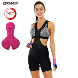 Darevie Womens Bicycle Bib Shorts Pro Womens Bicycle Shorts 1/3 Ultra Short Summer Soft 3D Sponge Absorbing Pad pour 6 heures de vélo 240509