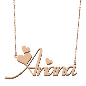 Ariana nom collier pendentif pour femmes filles cadeau d'anniversaire plaque signalétique personnalisée enfants meilleurs amis bijoux en acier inoxydable plaqué or 18 carats