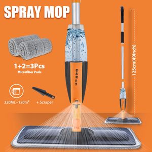 Daris Spray Floor Mop met herbruikbare microfiberkussentjes 120 cm lange handgreep plat voor thuiskeukenlaminaattegels Reiniging 240408