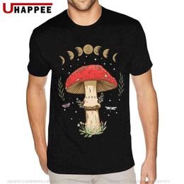 Dark Academia CottageCore Esthetische Magische Mushroom Fungi T-shirt Homme Cool Mode Korte Mouw Katoen Grafische Tshirt G1222