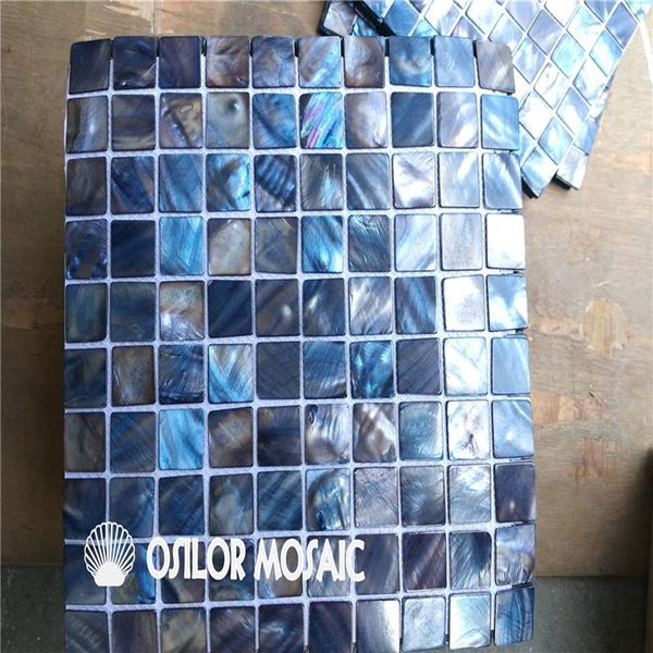 couleur bleu foncé coquille d'eau douce nacre mosaïque pour la décoration intérieure de la maison salle de bain cuisine carrelage mural coquille mosaic243Y