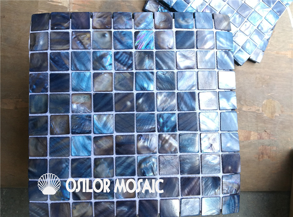 dark blue color freshwater shell mother of pearl mosaic tile for interior house decoration bathroom kitchen wall tile shell mosaic 30x30mm