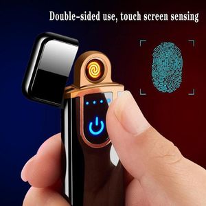 2021 Nieuwigheid Elektrische Touch Sensor Cool Lighter Vingerafdruksensor USB Oplaadbare Draagbare Winddichte Aanstekers Roken Accessoires 12 stijlen