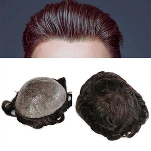 Dark Brown Black Color Men's Toupees Super Thin Skin Base Durable Men Hair Units Wig Prosthesis Indian Remy Replacement System