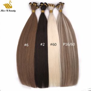 Extensiones de cabello de Color marrón oscuro, Rubio platino, mechones de cabello hechos a mano, trama atada a mano, cutícula de cabello humano Remy alineada de 12-28 pulgadas