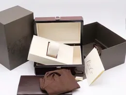 Cajas para relojes Woody de color marrón oscuro Caja con cubierta de cuero de alta calidad Soporte para personalizar e imprimir los papeles para relojes de lujo PP 5726, 5711 y 5167