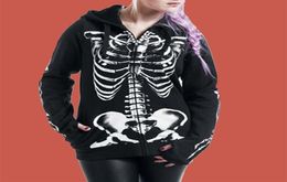 Swelet squelette gothique foncé imprimé Polonon Mujer Harajuku Punk Femmes à sweat à sweat à sweat 5xl plus en plus