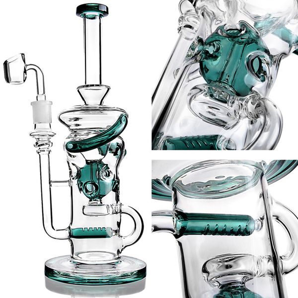 Vert foncé Bong narguilés Swiss Perc Glass Water Bongs 14mm Joint Banger Dab Rig Inline Glass Bong Livraison gratuite