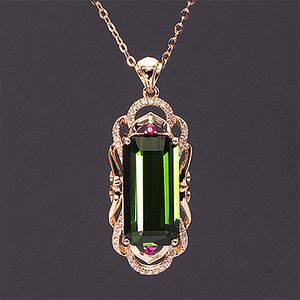 Vert Foncé Calcédoine Agate Pendentif Colliers Rectangle Haricot Style Ethnique Rouge Zircon CZ Diamant Femelle Pendentifs Bijoux Usine directe En Gros