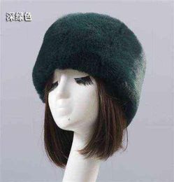 Techo plano verde oscuro y Snow Año Nuevo Winter Plush grueso Fur Faux Fox Furry Cabeller Hathing Outdoor Hats Women Girl Men Y21111113557401