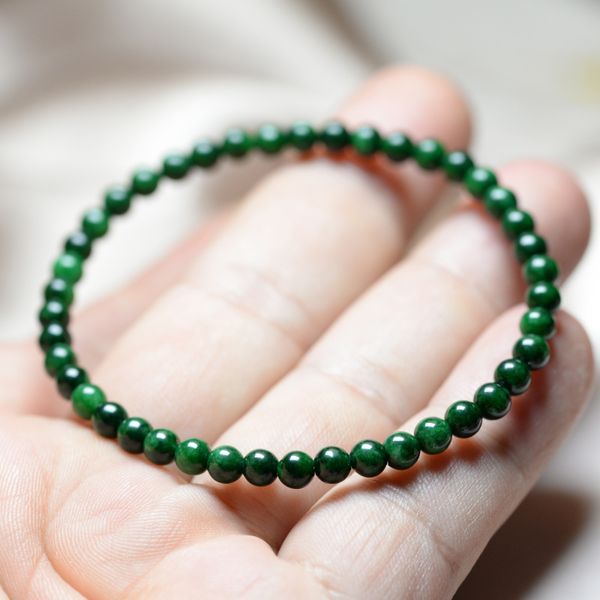 Bracelet couleur jade vert foncé, vert sec, mini perles, cercle unique, vent national féminin, restauration des anciennes manières