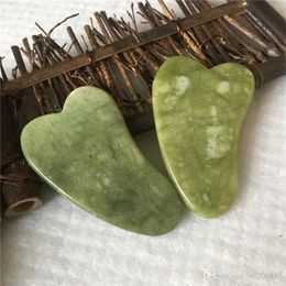 Tablero de Jade verde oscuro Guasha, raspado de ojos faciales, piedra de masaje para el cuidado de la salud, placa de acupuntura, masajeador, raspado