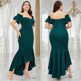 Sirène vert foncé plus robes de bal de taille pour une occasion spéciale au large des robes de soirée du cou à l'épaule