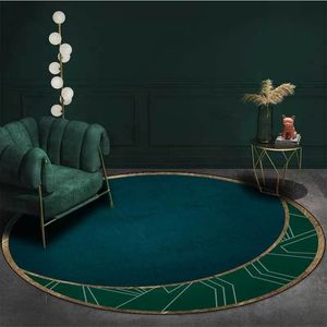Tapis rond de couleur vert foncé, tapis doux pour salon, tapis antidérapant, chaise, tapis de sol, décoration de chambre à coucher, 210317