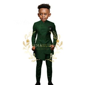 Costume vert foncé pour enfants enfants tenue de mariage Blazer vêtements de cérémonie fête d'anniversaire garçon costumes 2 pièces veste pantalon