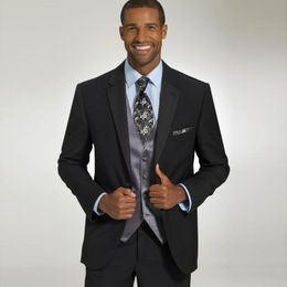 Gris foncé Designer Hommes Costumes Un Bouton Garçons D'honneur De Mariage Tuxedos Revers Entaillé Costume De Marié Avec Veste Gilet Et Pantalon De Bal Blazers