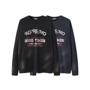 Donkere high street gewassen goud bedrukte paarstijl losse en comfortabele trui met ronde hals en lange mouwen eenvoudig sweatshirt trendy oversized