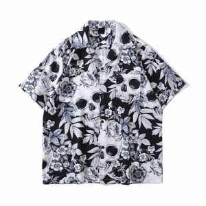 Dark Ic Skelet Fr Volledige Print Vintage Shirts Mannen Dun Materiaal Heren Shirt Strand Shirts Bovenkleding Kleding l5mQ #