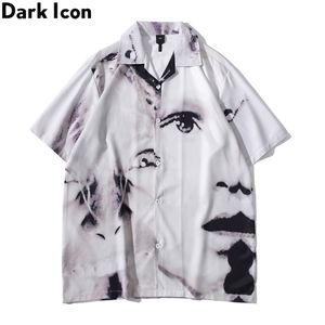 Donkere pictogram vintage straat heren shirts korte mouw zomer dunne materiaal Hawaiiaanse shirt man blouse mannelijke top 220323