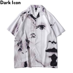 Icône sombre Vintage rue hommes chemises à manches courtes été mince matière hawaïenne chemise homme Blouse homme haut 220401