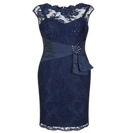 Dark Navy Blue Knee Longitud de la rodilla Mother of the Bride para la fiesta de bodas Madre del novio Vestidos6660466